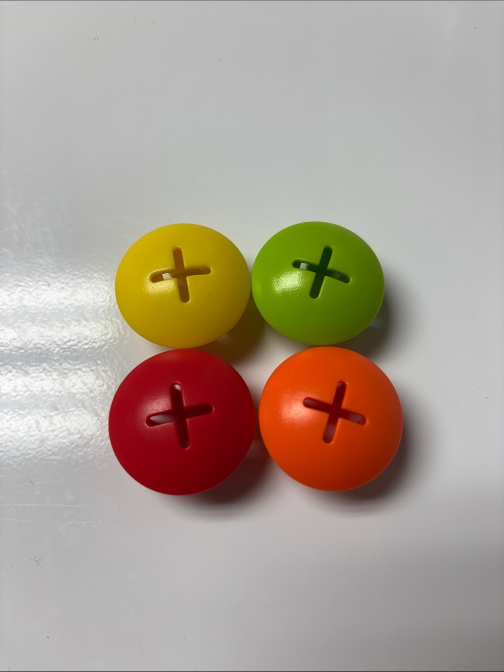 Lovevery Replacement Button Peg Toys - Yellow, Green, Red, Orange (Set of 4)